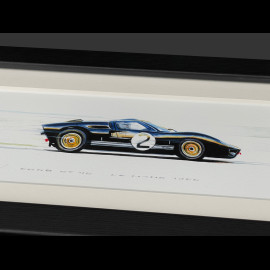 Ford Rahmen GT40 Mk.II n° 2 Sieger 24h Le Mans 1966 Schwarzer Holzrahmen 38 x 15 cm - Uli Ehret