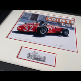 Maserati Frame 250F n° 32 Monaco GP 1957 Black Wooden Frame with Sketch 25 x 30 cm - Uli Ehret