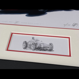 Maserati Rahmen 250F n° 32 GP Monaco 1957 Schwarzer Holzrahmen mit Skizze 25 x 30 cm - Uli Ehret