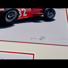 Maserati Rahmen 250F n° 32 GP Monaco 1957 Schwarzer Holzrahmen mit Skizze 25 x 30 cm - Uli Ehret