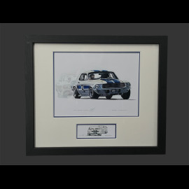 Ford Frame Shelby Mustang GT350 n° 2 1965 Black Wooden Frame with Sketch 25 x 30 cm - Uli Ehret