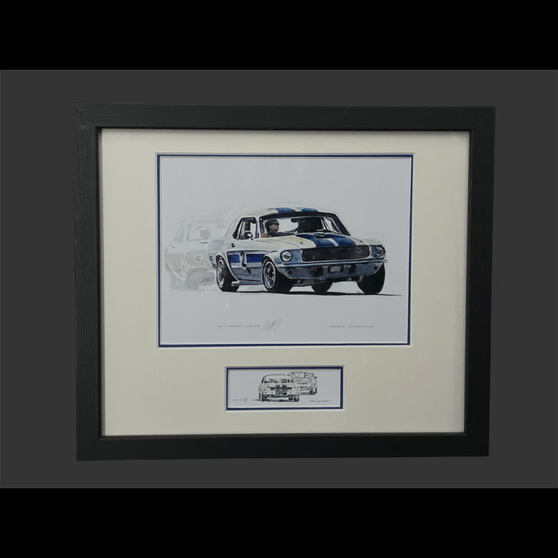 Ford Rahmen Shelby Mustang GT350 n° 2 1965 Schwarzer Holzrahmen mit Skizze 25 x 30 cm - Uli Ehret