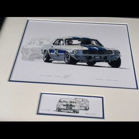 Ford Frame Shelby Mustang GT350 n° 2 1965 Black Wooden Frame with Sketch 25 x 30 cm - Uli Ehret