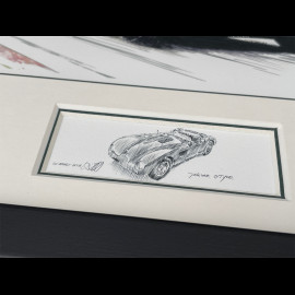 Jaguar Frame C-Type n° 50 Nürburgring 1953 Black Wooden Frame with Sketch 25 x 30 cm - Uli Ehret