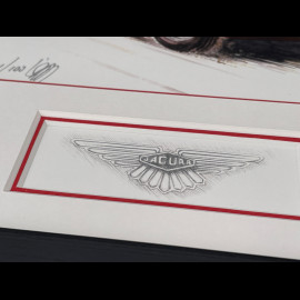 Jaguar Frame E-Type Series 1 1962 Black Wooden Frame with Sketch 25 x 30 cm - Uli Ehret