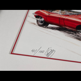 Jaguar Rahmen E-Type Serie 1 1962 Schwarzer Holzrahmen mit Skizze 25 x 30 cm - Uli Ehret