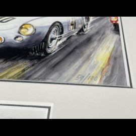 Porsche Frame 550 n° 40 24h Le Mans 1954 Black Wooden Frame with Sketch 25 x 30 cm - Uli Ehret