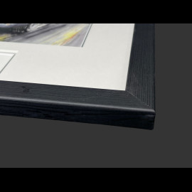 Porsche Rahmen 550 n° 40 24h Le Mans 1954 Schwarzer Holzrahmen mit Skizze 25 x 30 cm - Uli Ehret