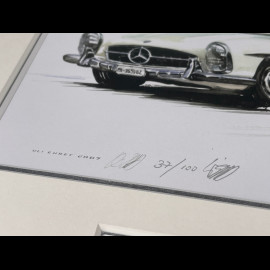 Mercedes-Benz Frame 300 SL Roadster 1957 Black Wooden Frame with Sketch 25 x 30 cm - Uli Ehret