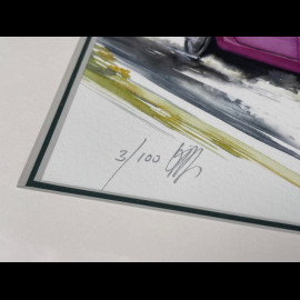 Porsche Rahmen 911 Coupe Type 964 1988 Schwarzer Holzrahmen mit Skizze 25 x 30 cm - Uli Ehret