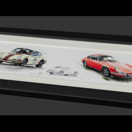 Porsche Rahmen 911 S 1974 und 911 T 1972 Schwarzer Holzrahmen 38 x 15 cm - Uli Ehret