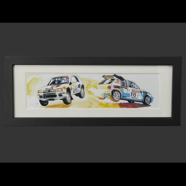 Peugeot Frame 205 Turbo 16 Rally 1985 Black Wooden Frame 38 x 15 cm - Uli Ehret