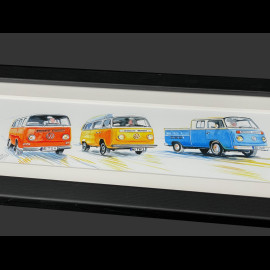 Volkswagen Frame Combi T3 Bus / T3 Westfalia / T2 Pickup Black Wooden Frame 38 x 15 cm - Uli Ehret