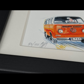 Volkswagen Frame Combi T3 Bus / T3 Westfalia / T2 Pickup Black Wooden Frame 38 x 15 cm - Uli Ehret