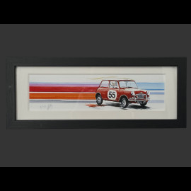 Mini Cooper Frame n° 55 1960 Black Wooden Frame 38 x 15 cm - Uli Ehret
