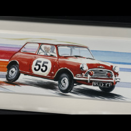 Mini Cooper Rahmen n° 55 1960 Schwarzer Holzrahmen 38 x 15 cm - Uli Ehret