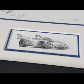 Porsche Rahmen 917 KH n° 2 Sieger 24h Daytona 1970 Schwarzer Holzrahmen mit Skizze 25 x 30 cm - Uli Ehret