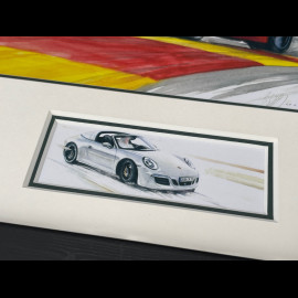 Porsche Frame 911 Coupe Type 991 2019 Porsche Speed Cup Spa  Black Wooden Frame with Sketch 25 x 30 cm - Uli Ehret