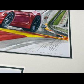 Porsche Frame 911 Coupe Type 991 2019 Porsche Speed Cup Spa  Black Wooden Frame with Sketch 25 x 30 cm - Uli Ehret