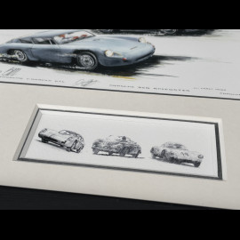 Porsche Frame 356 Abarth Carrera GTL / 356 Speedster / 550 A Coupe Black Wooden Frame with Sketch 25 x 30 cm - Uli Ehret