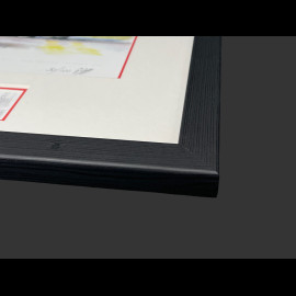 Porsche Rahmen 911 S n° 42 24h Le Mans 1971 Schwarzer Holzrahmen mit Skizze 25 x 30 cm - Uli Ehret