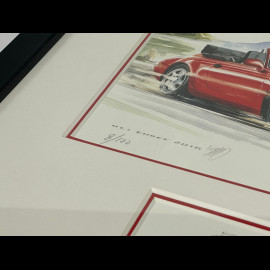 Porsche Frame 911 Type 964 Convertible 1988 Black Wooden Frame with Sketch 25 x 30 cm - Uli Ehret