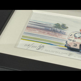 Porsche Rahmen 911 RSR Typ 991 n° 92 Pink Pig 24h Le Mans 2018 Schwarzer Holzrahmen 38 x 15 cm - Uli Ehret