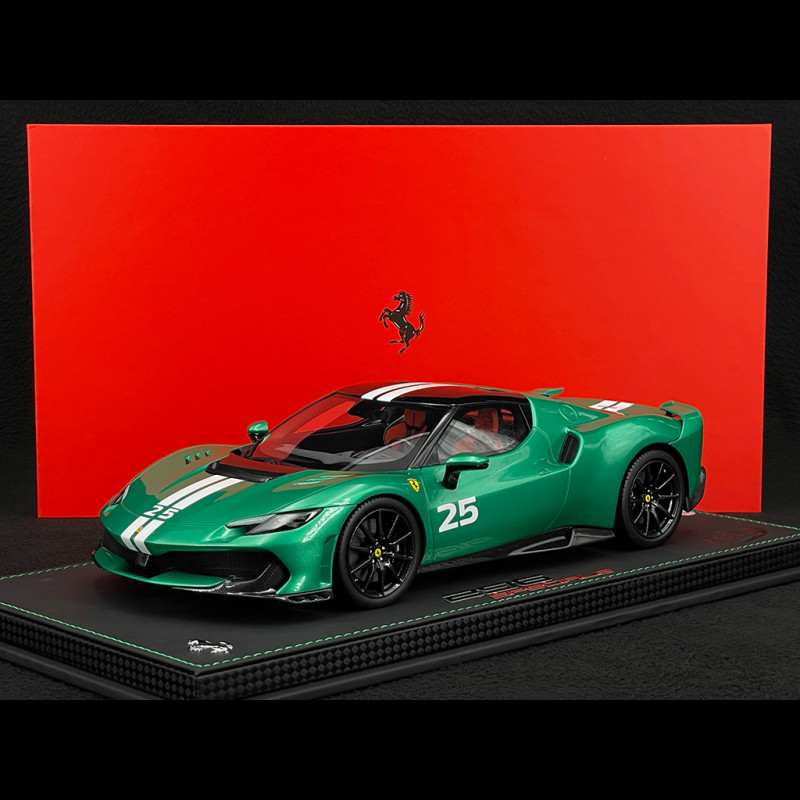 Ferrari 296 Speciale n° 25 2025 Verde Nürburgring / White Stripes 1/18 BBR Models P18269A