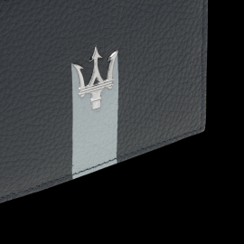 Maserati Geldbörse aus Leder Trident Marineblau Hergestellt in Italien 920015437