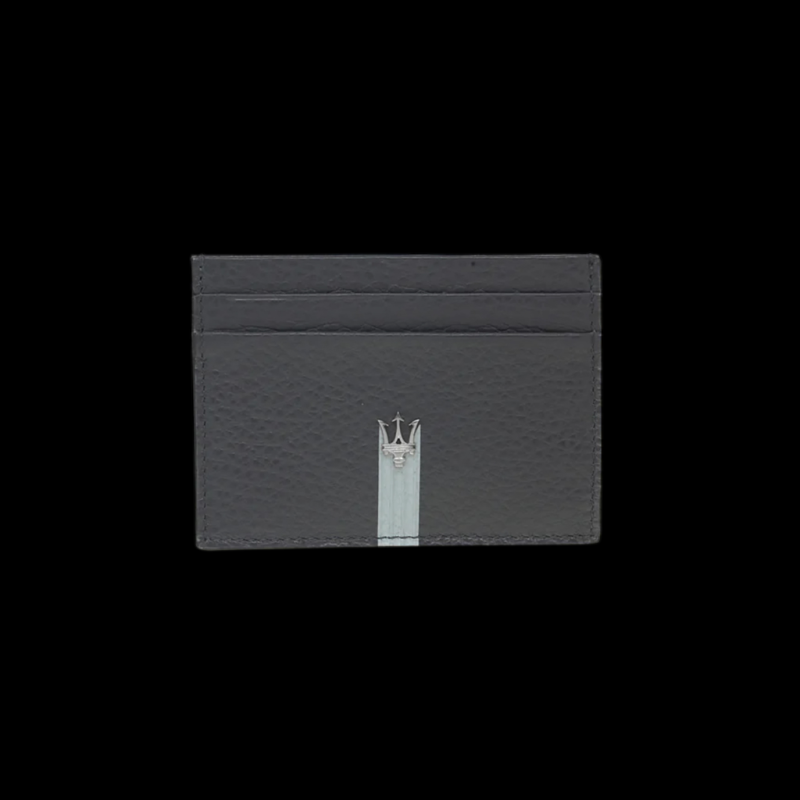 Maserati Wallet in Leather Trident Card Holder Navy Blue Made in Italy 920015440