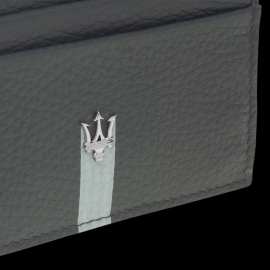 Maserati Wallet in Leather Trident Card Holder Navy Blue Made in Italy 920015440