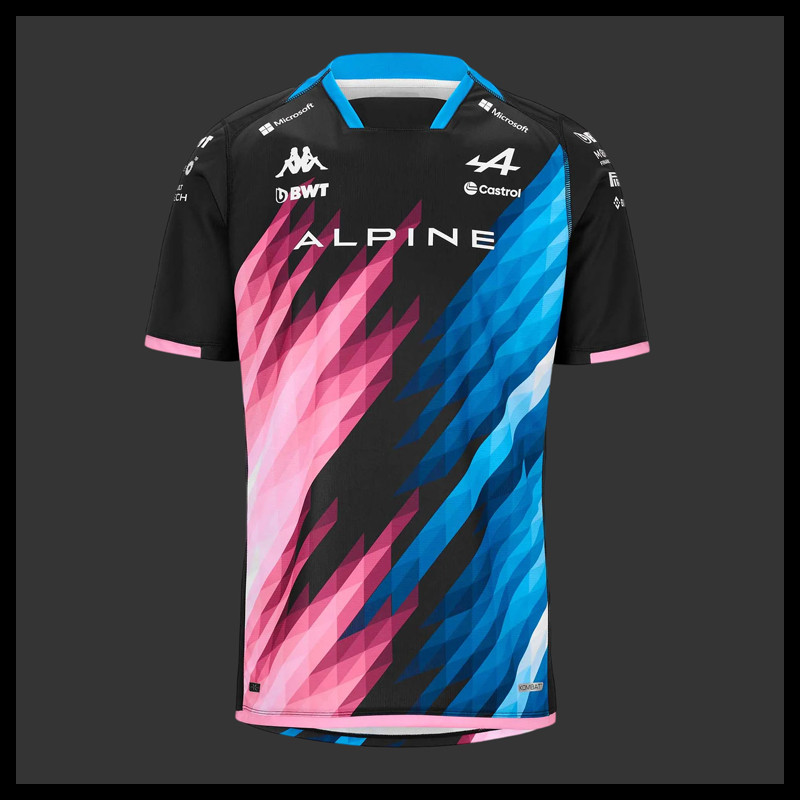 Alpine T-shirt F1 Team Pierre Gasly n° 10 Kappa Graphic Black / Blue / Pink 321R79W-A01 - kids
