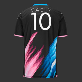 Alpine T-shirt F1 Team Pierre Gasly n° 10 Kappa Graphic Black / Blue / Pink 321R79W-A01 - kids