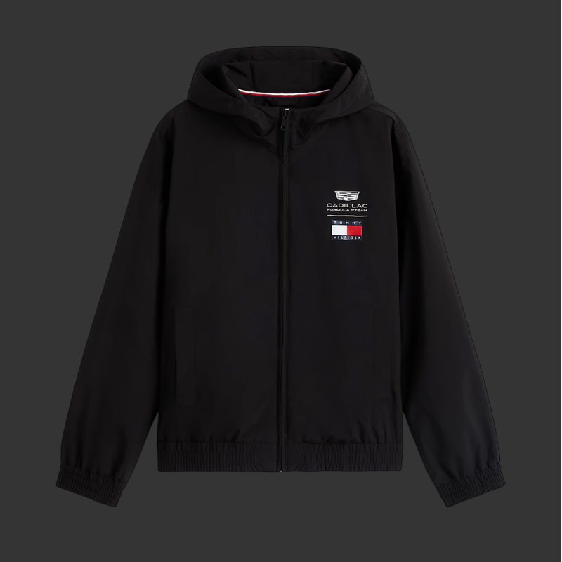 Cadillac Jacket F1 Team X Tommy Hilfiger Hooded Windbreaker Black MN0MN00084BDS - Unisex