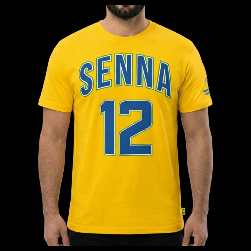 Ayrton Senna T-shirt F1 n° 12 Yellow ASLE01006-YLW - unisex