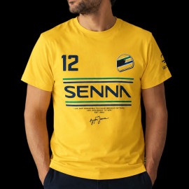 Ayrton Senna T-shirt F1 n° 12 Yellow ASLE01015-YLW - unisex
