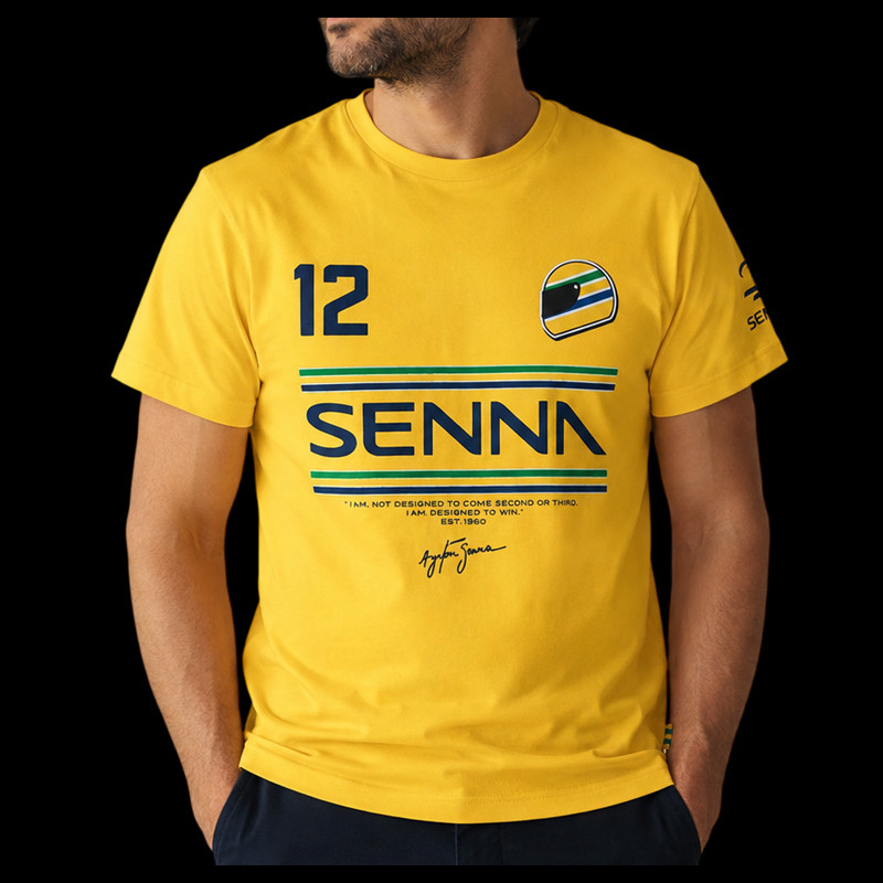 Ayrton Senna T-Shirt F1 n° 12 Gelb ASLE01015-YLW - unisex