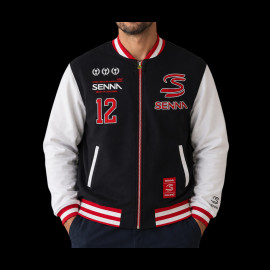 Ayrton Senna Jacket F1 n° 12 Varsity Black ASRC04002-BLK - unisex