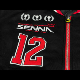 Ayrton Senna Jacket F1 n° 12 Varsity Black ASRC04002-BLK - unisex