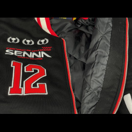 Ayrton Senna Jacke F1 n° 12 Varsity Schwarz ASRC04002-BLK - unisex