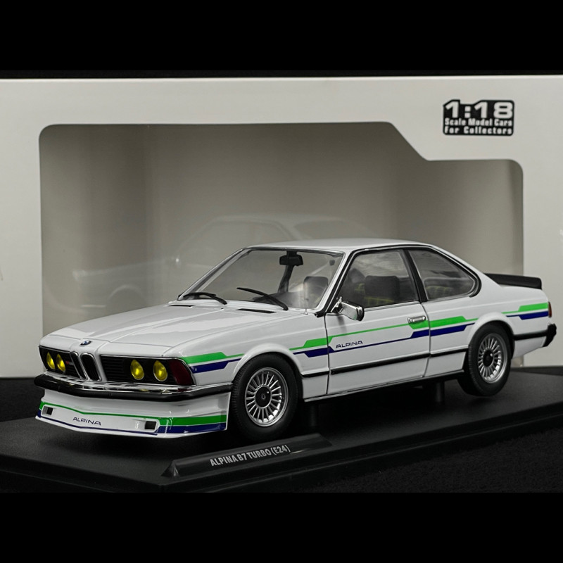 BMW Alpina B7 Turbo 1984 Weiß / Blau-Grüne Streifen 1/18 Solido S1810303