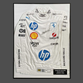 SELTEN : Charles Leclerc T-Shirt - Getragen und signiert beim Monaco GP 2025 – Offizielles Einzelstück gerahmt