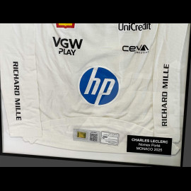 SELTEN : Charles Leclerc T-Shirt - Getragen und signiert beim Monaco GP 2025 – Offizielles Einzelstück gerahmt