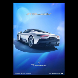 Maserati Poster MC20 Rear View Blue / White 920029612