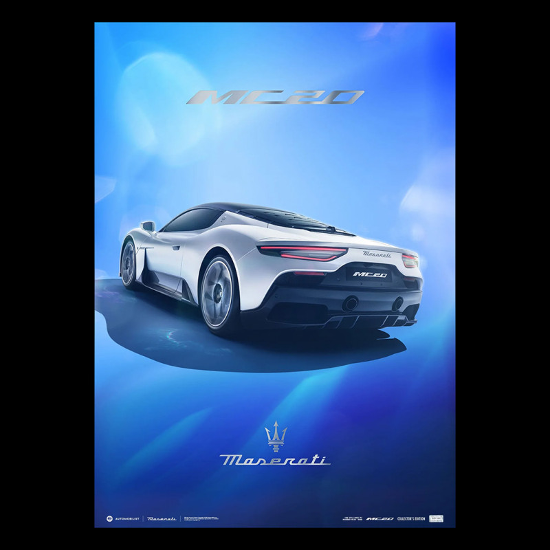 Maserati Poster MC20 Rear View Blue / White 920029612