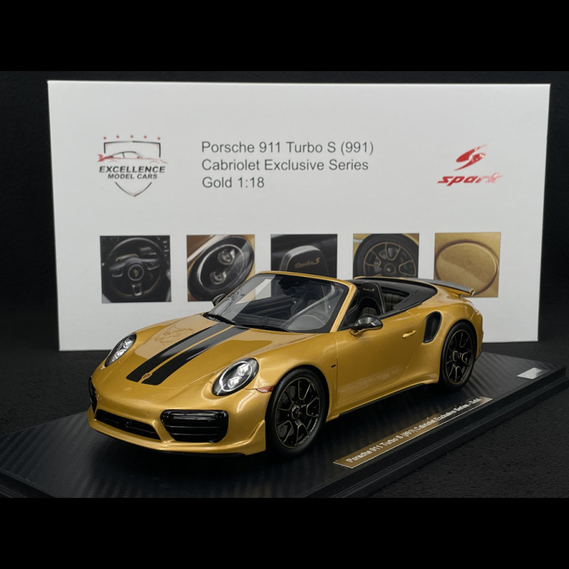 Porsche 911 Turbo S Type 991 Exclusive Series Cabriolet 2017 Metallic Yellow Gold RS Selection x Spark 1/18 18RSF004