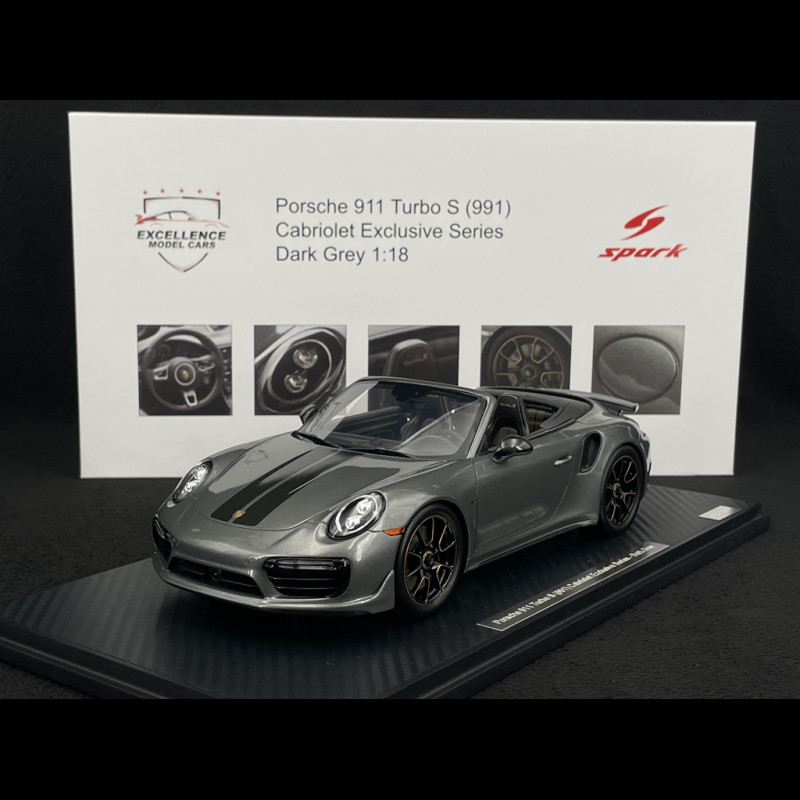 Porsche 911 Turbo S Type 991 Exclusive Series Cabriolet 2017 Agate Metallic Grey RS Selection x Spark 1/18 18RSF005