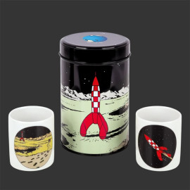 Tim und Struppi Geschenkset - Bio Kaffee mit Tassen - Reiseziel Mond / Die Mondlandung 17009
