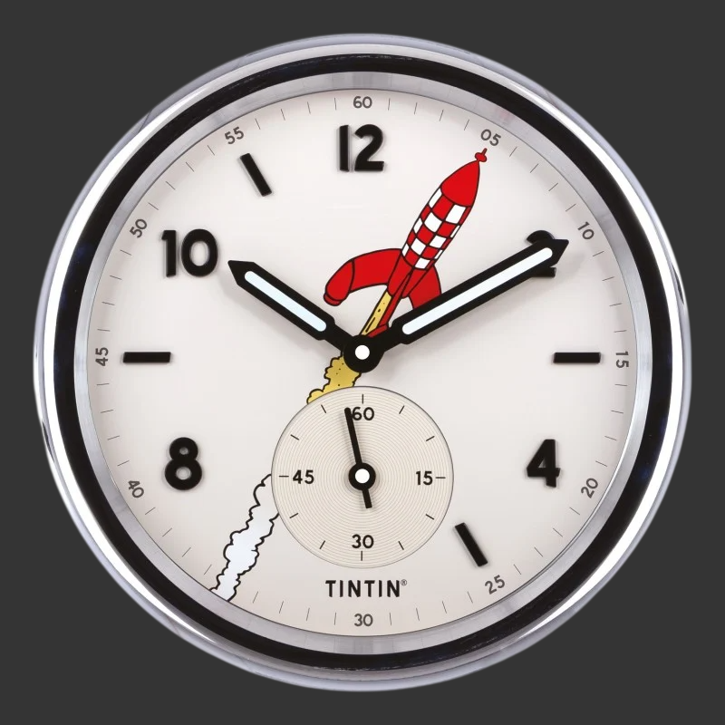 Tintin Clock Moon with Rocket - Destination Moon - 35 cm Silver 82055