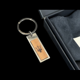 Maserati Schlüsselanhänger Dreizack Silber / Holz 920018060